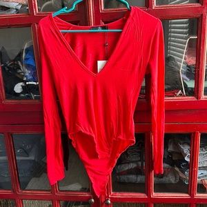 Misguided Red Plunge Bodysuit